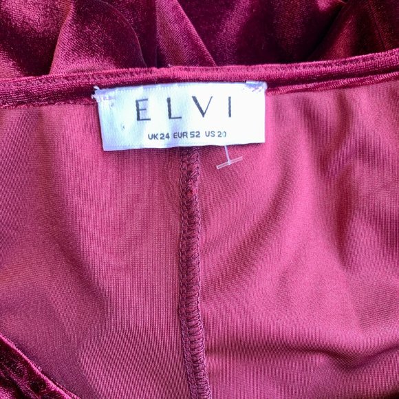 ELVI Burgundy Red Wine Velvet Ribbon Grommet Fall Winter Christmas Top S… - Picture 6 of 7